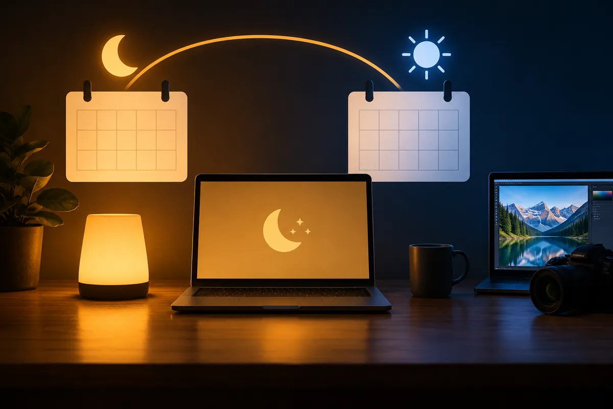 Night Mode Settings: Schedule Time and Color Temperature Adjustment — Original illustration of the key points