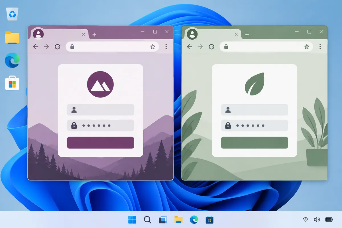 브라우저 로그인과 Windows 로그인 구분: 계정 혼동 줄이기 — 본문의 핵심 항목을 살펴보는 설명 그림