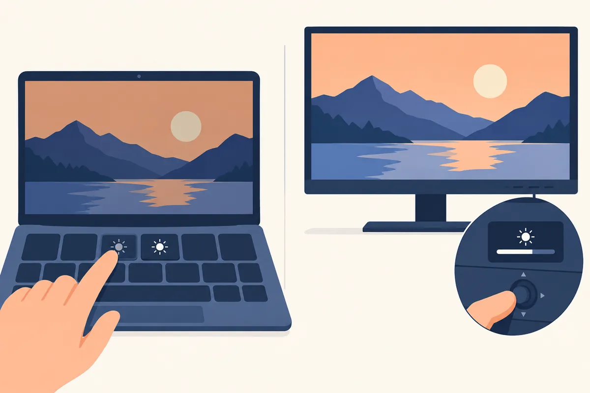 Windows 11 화면 밝기 조절이 안 될 때: 노트북과 외장 모니터를 나눠 확인하는 순서 — 개념 설명 그림